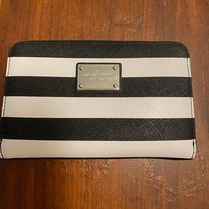Black and White Striped Michael Kors Wallet